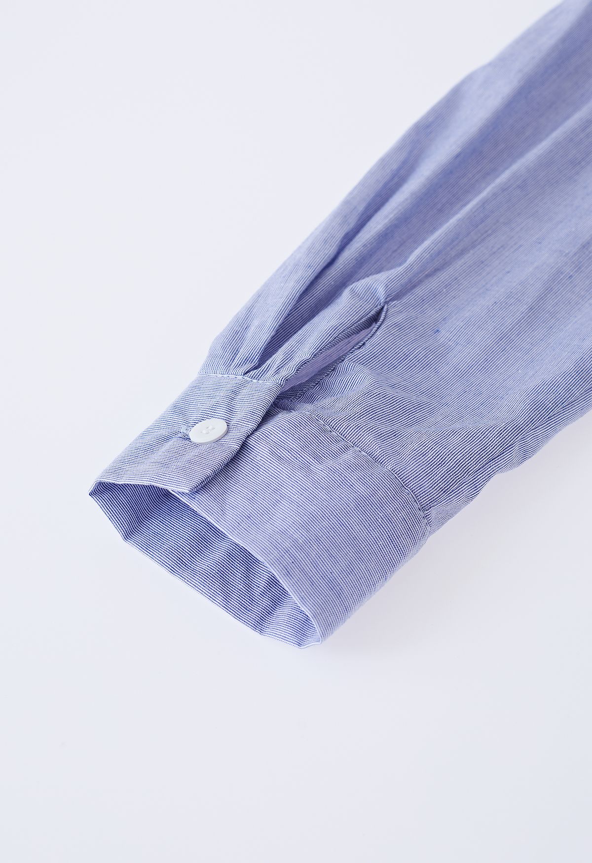 Camisa de manga burbuja de algodón a rayas diplomáticas en azul