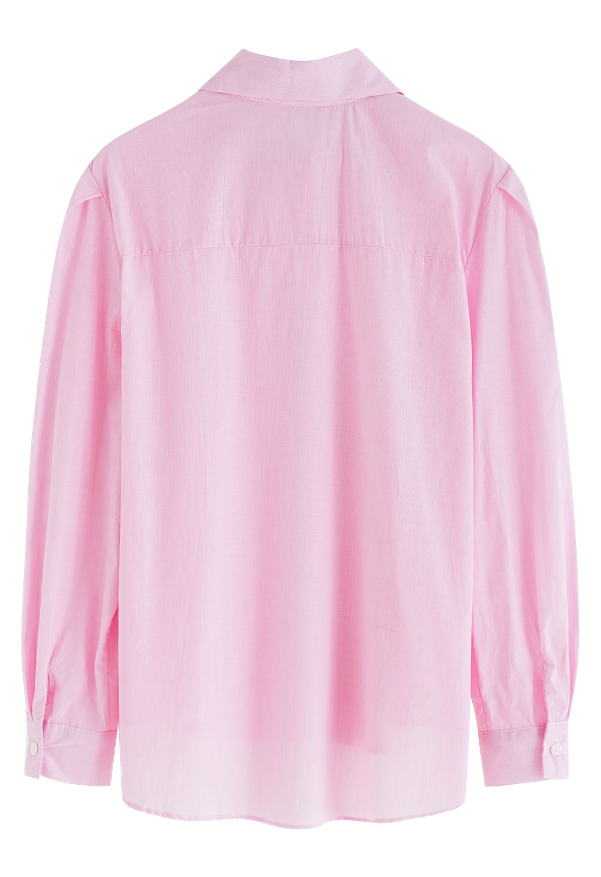 Camisa de manga burbuja de algodón a rayas diplomáticas en rosa