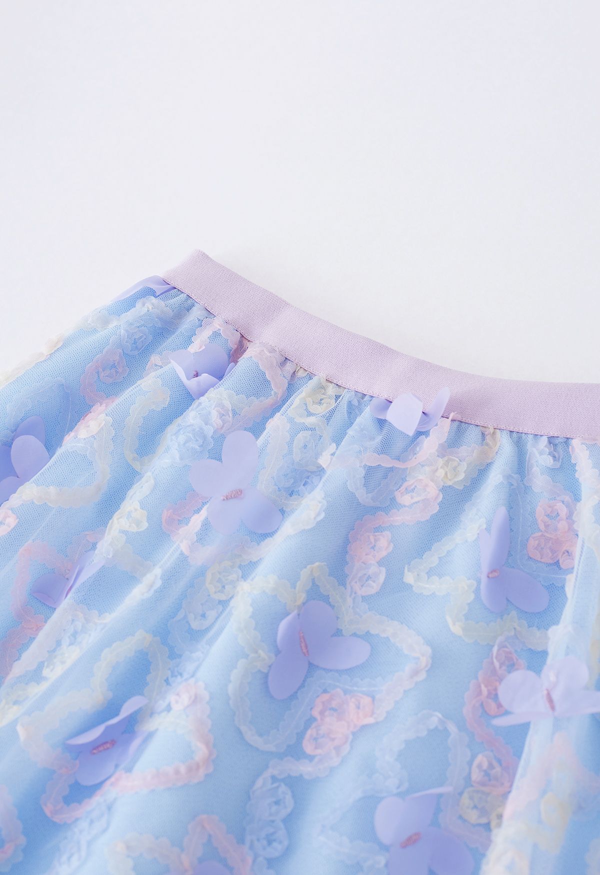 Falda de tul de malla de mariposa animada en azul