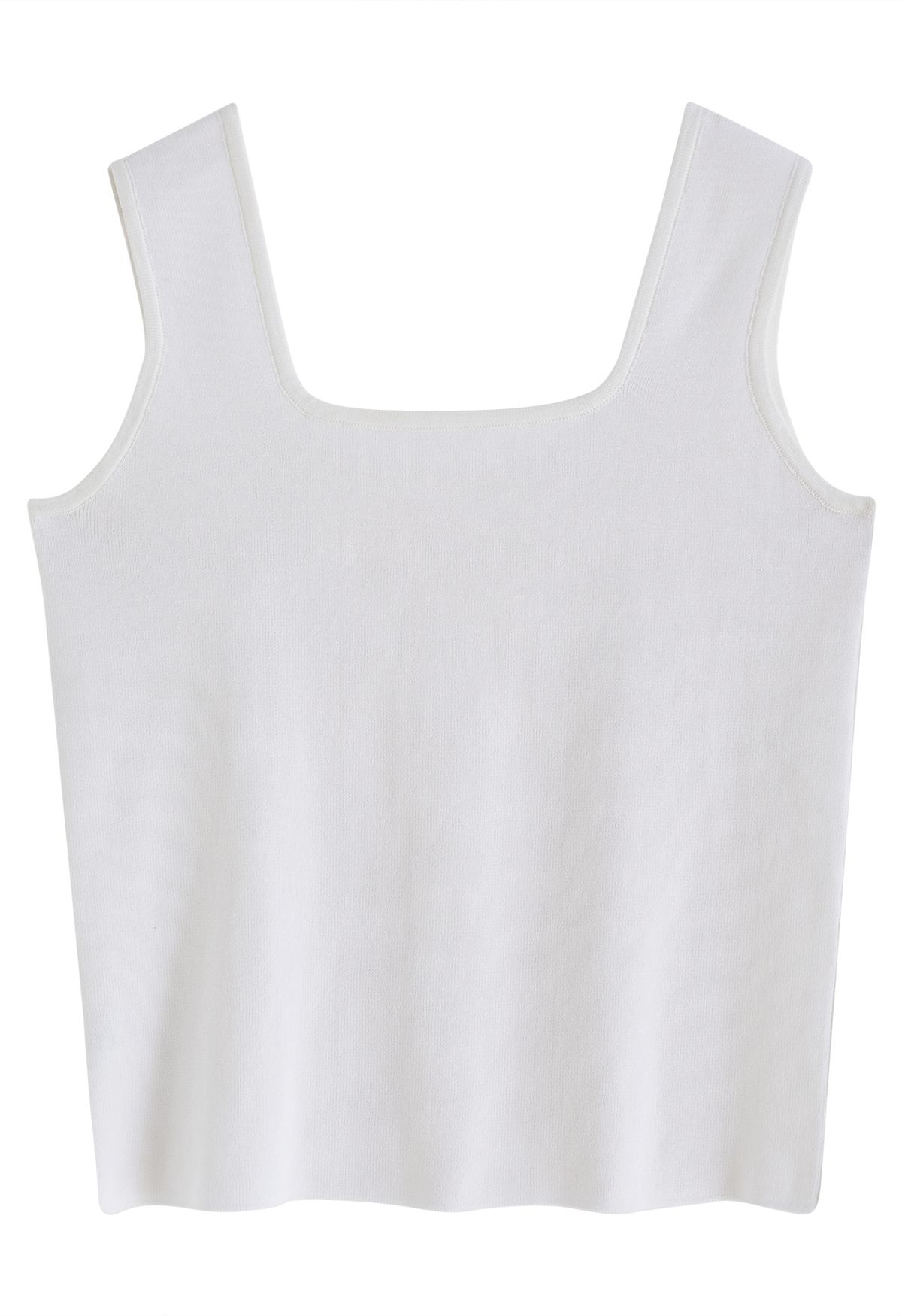 Camiseta sin mangas de punto con cuello cuadrado elegante en blanco