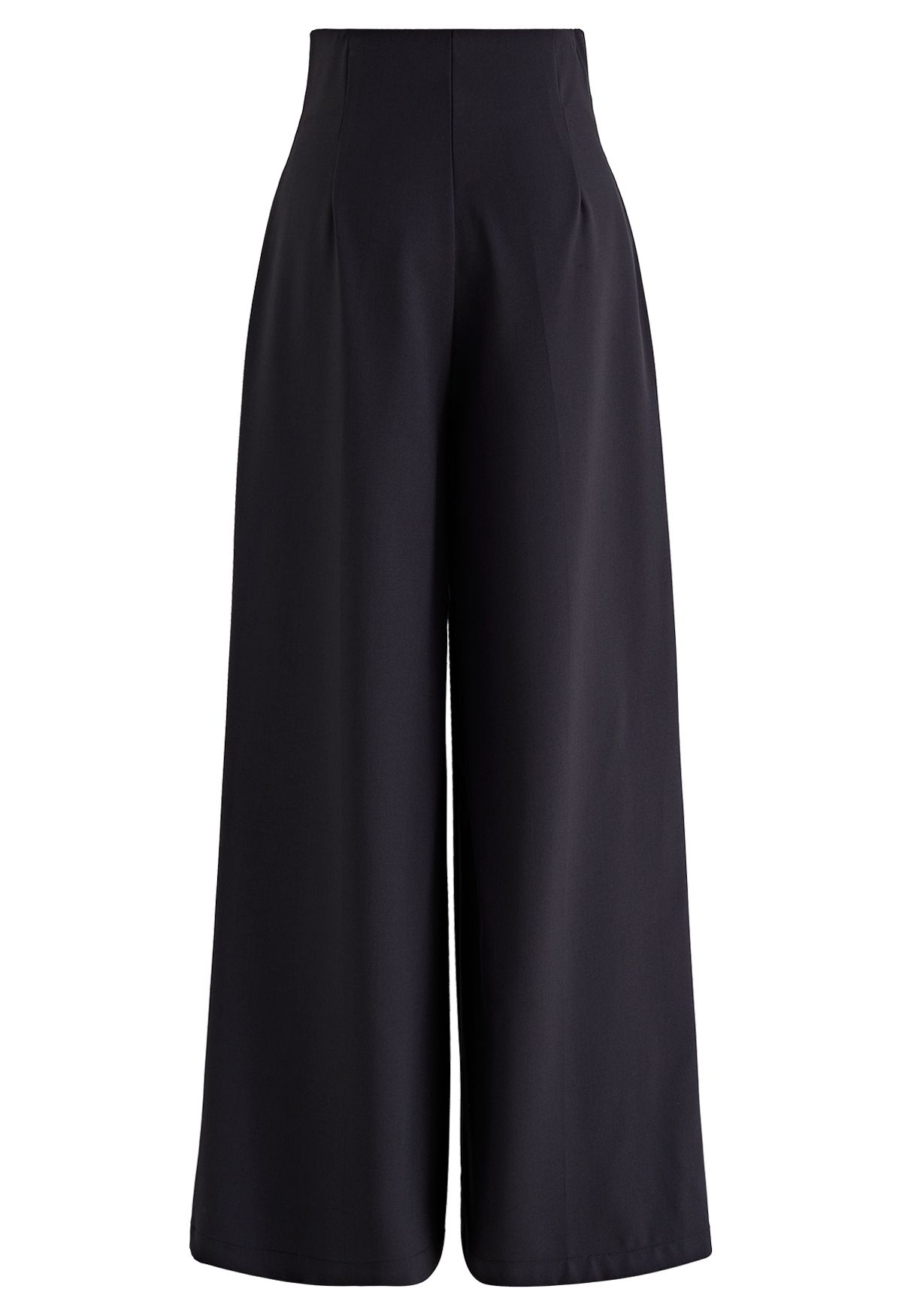 Pantalones de pernera ancha con pliegues sutiles en negro