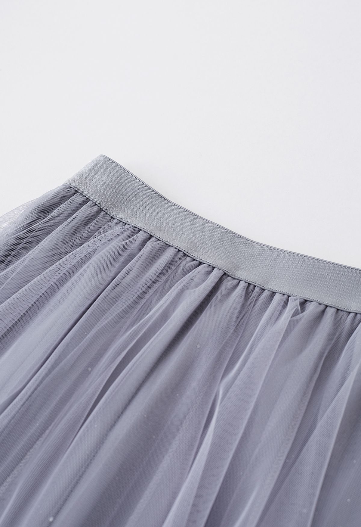 Falda midi de tul de malla con purpurina Venus en gris