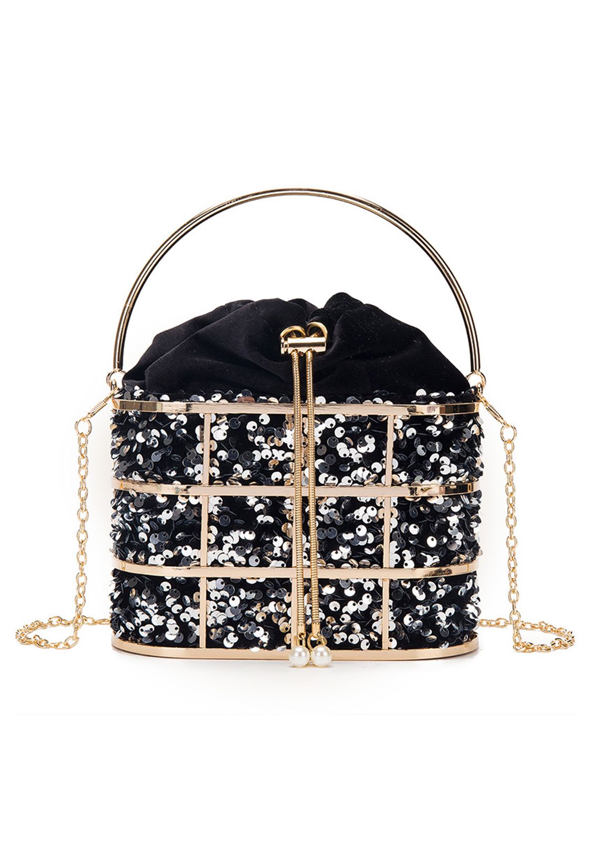 Bolso Holli de Terciopelo y Lentejuelas en Negro