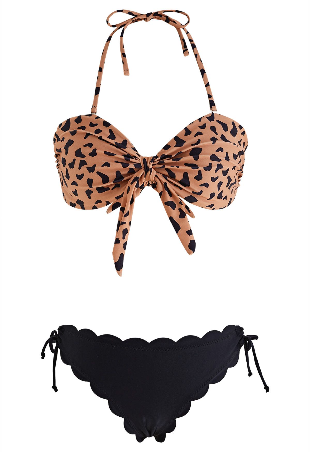 Conjunto de bikini con lazo y estampado de tigre salvaje