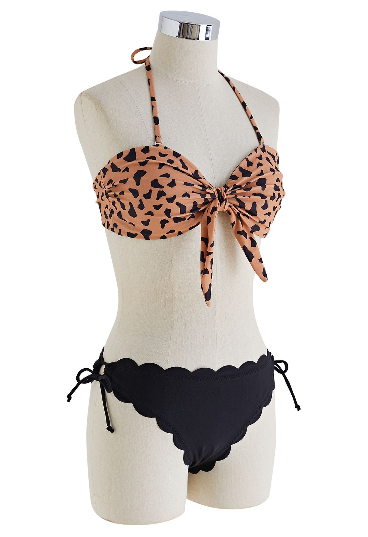 Conjunto de bikini con lazo y estampado de tigre salvaje