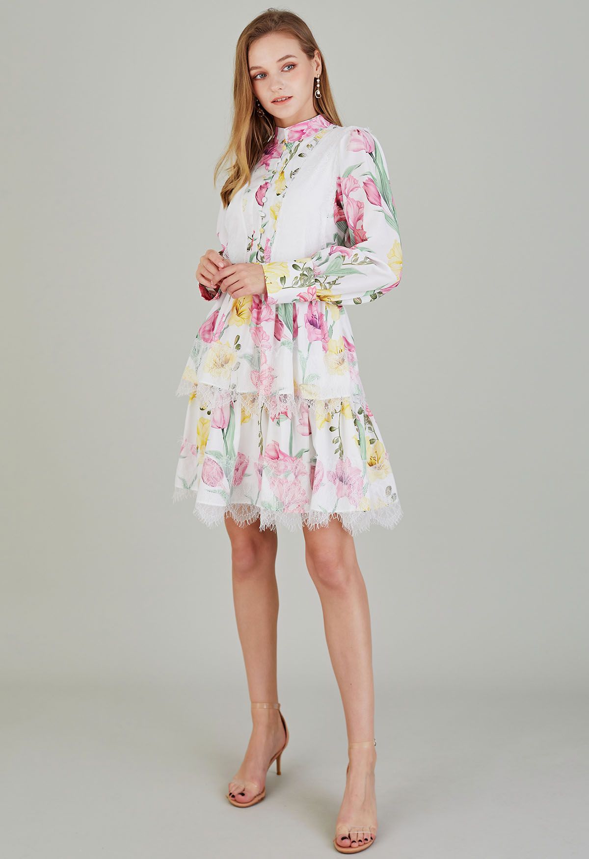 Vestido a capas con ribete de encaje Sweet Lily