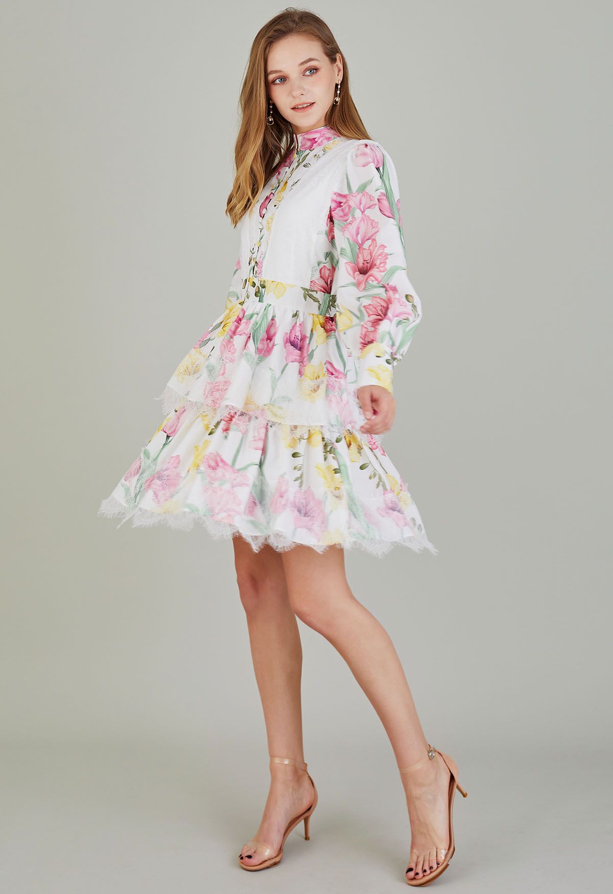 Vestido a capas con ribete de encaje Sweet Lily