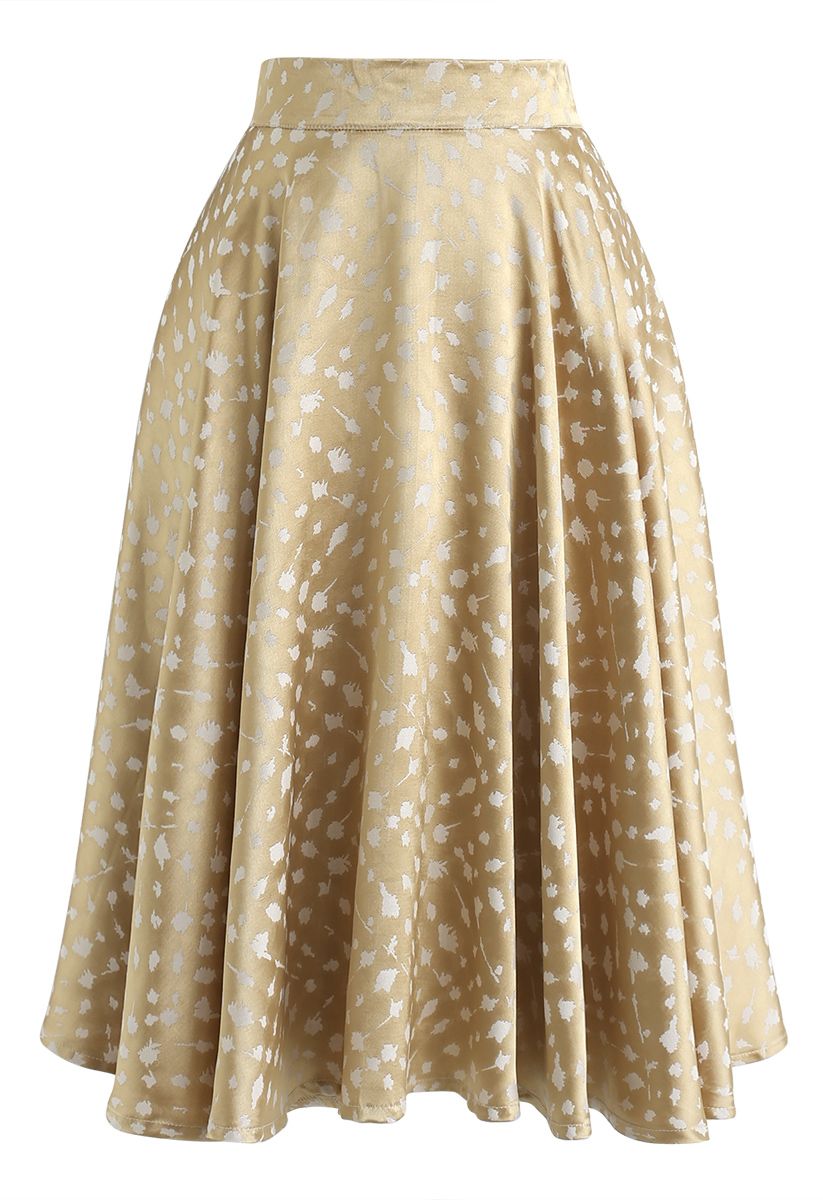 Falda midi jacquard lunares dorados