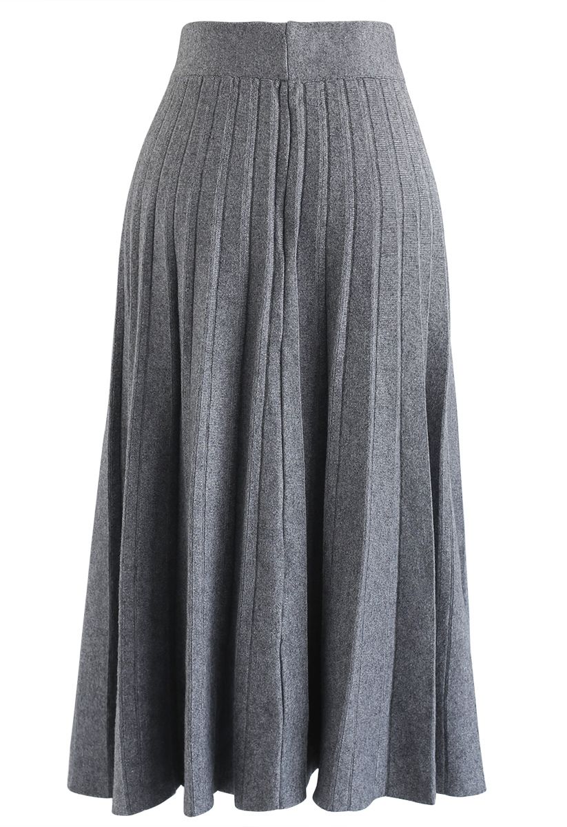 Falda midi de punto de línea A paralela en gris