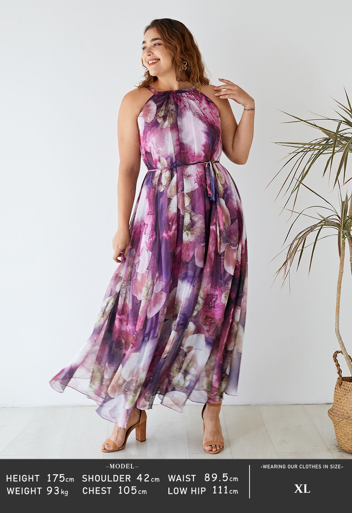 Vestido misterioso maxi slip morado floral