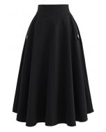 Falda midi evasé Classic Sencillez en negro