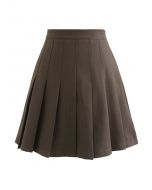 Minifalda plisada de cintura alta en marrón