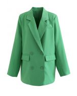 Blazer con doble botonadura y bolsillos con solapa en verde