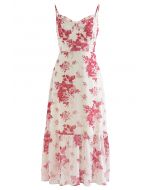 Vestido midi de tirante fruncido Plum Blossom