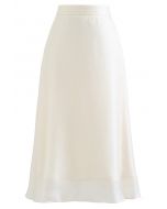 Falda midi transparente de cintura alta Breezy en color crema