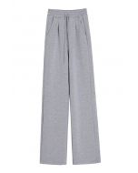 Pantalones de pierna recta con cordón en la cintura en gris