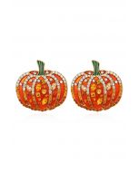 Pendientes de calabaza brillante 3D con decoración de diamantes