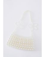 Minibolso trenzado con cadena floral de perlas completas