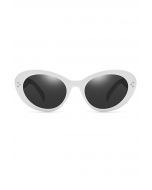 Gafas de sol estilo ojo de gato retro con montura completa en blanco