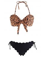 Conjunto de bikini con lazo y estampado de tigre salvaje