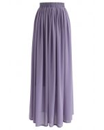 Maxi Falda con Pliegues en Color Violeta